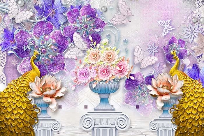 Violet Bouquet pattern detail
