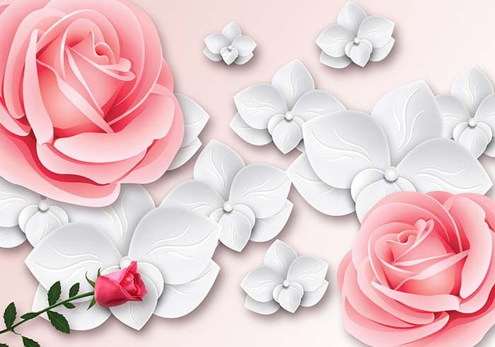 Pink and White Florets Petals Wallpaper pattern detail
