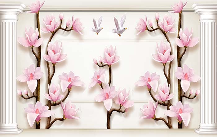 Pink Flower 3D Wallpaper pattern detail