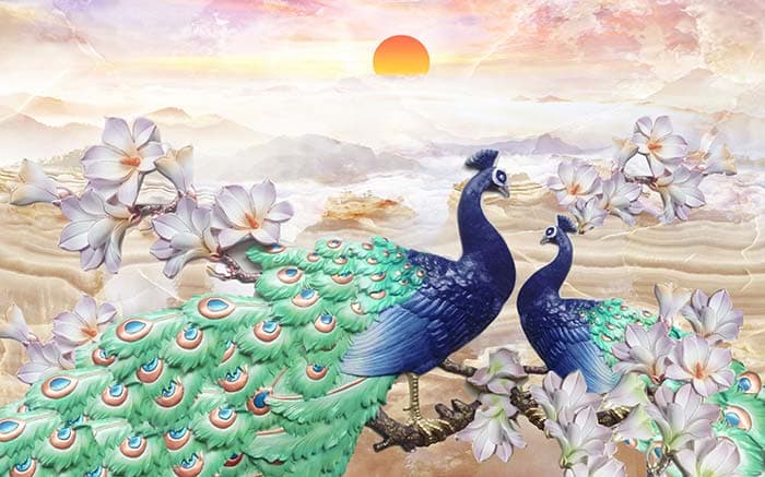 Aesthetic Peacock Land for Modern Interiors Wallpaper pattern detail
