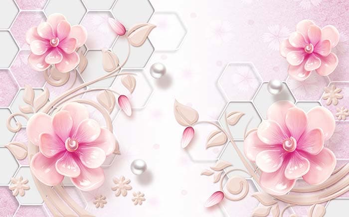 Elegant Pink Hive Geometric Pattern Wallpaper pattern detail