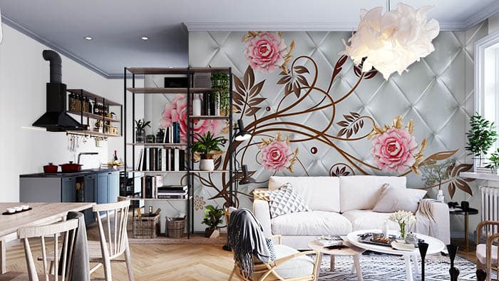 Mattress floral shown in a room