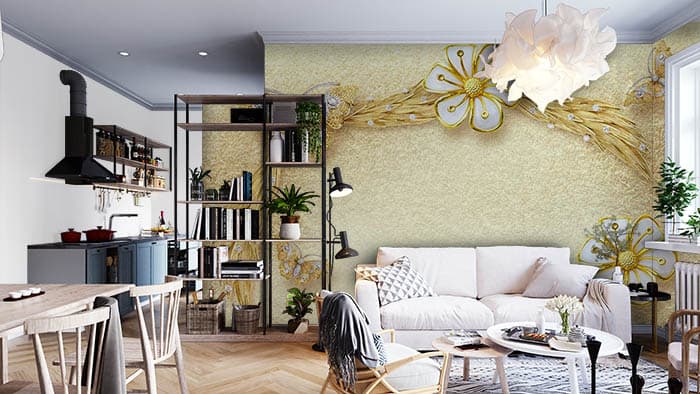 Golden Threads shown in a room