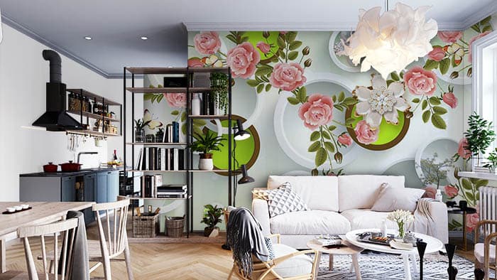 Pearl FLoral Rings shown in a room