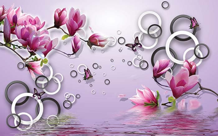 Dreamy Pink Floral Aesthetic Wall Mural Wallpaper pattern detail