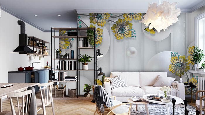 Premium Butterfly Branch Wall Mural Wallpaper shown in a room