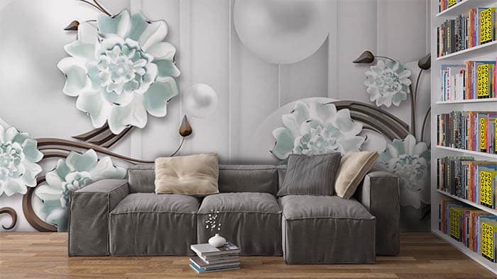 FLoral Curtain shown in a room