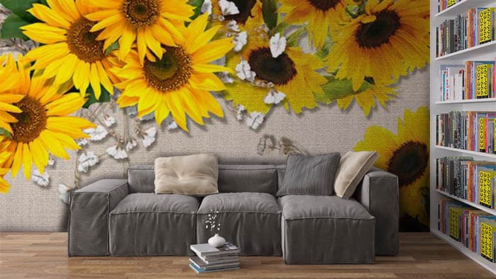 Sun Flowers shown in a room
