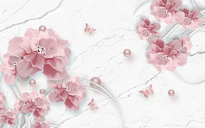 Sophisticated Pink Pearls 3D Effect Mural Wallpaper pattern detail