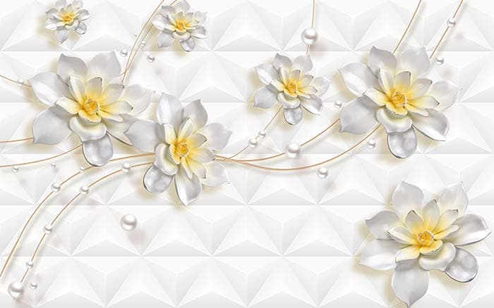 Soft White Floral Pattern Mural Wallpaper pattern detail