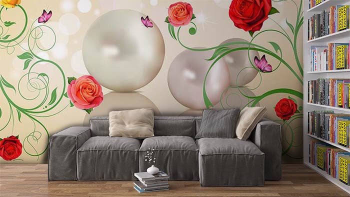 Pearl on FLoral shown in a room
