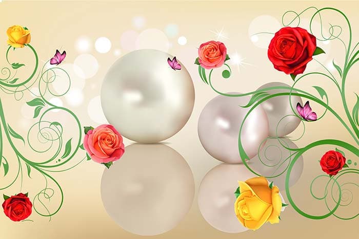 Pearl on FLoral pattern detail