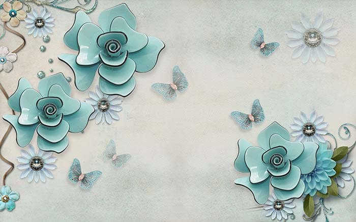 Blue Floret pattern detail