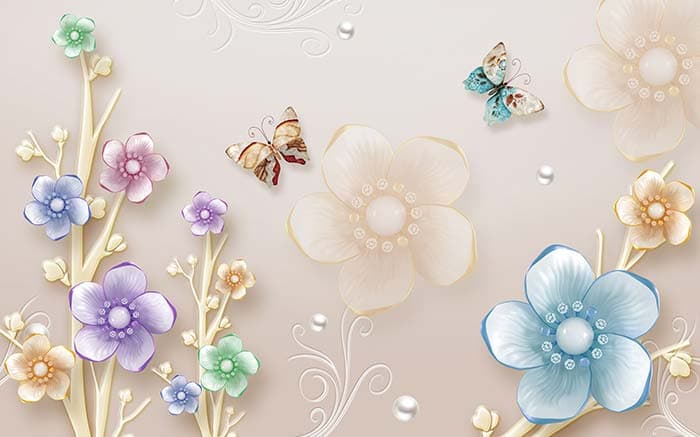 Premium Butterfly Pearl Decorative Scene wallpaper pattern detail
