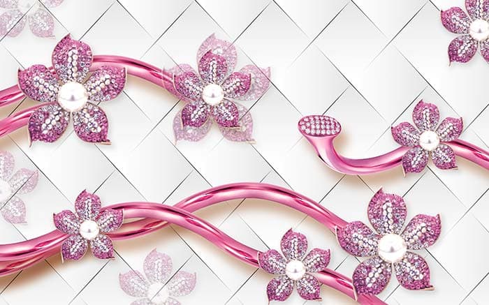 Aesthetic Pink Blossom Glass Texture Wallpaper pattern detail