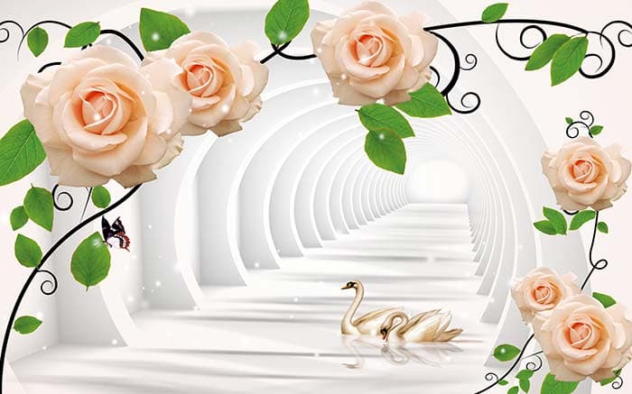 Beautiful Floral Pathway Wall Decor Wallpaper pattern detail