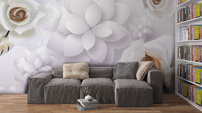 White Floral shown in a room