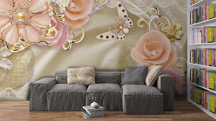 Floral Fabric shown in a room