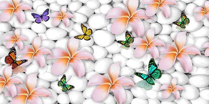 Artistic Butterfly Stone Wall Decor Wallpaper pattern detail