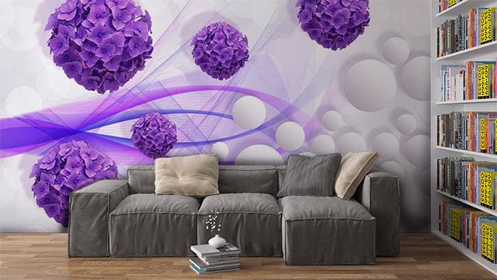 Violet Spheres shown in a room