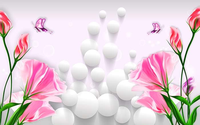 Beautiful Pink Tulips Blooming Garden Wall Mural Wallpaper pattern detail