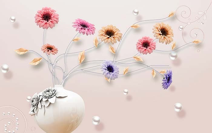 Colorful Floral Burst Wallpaper Mural pattern detail