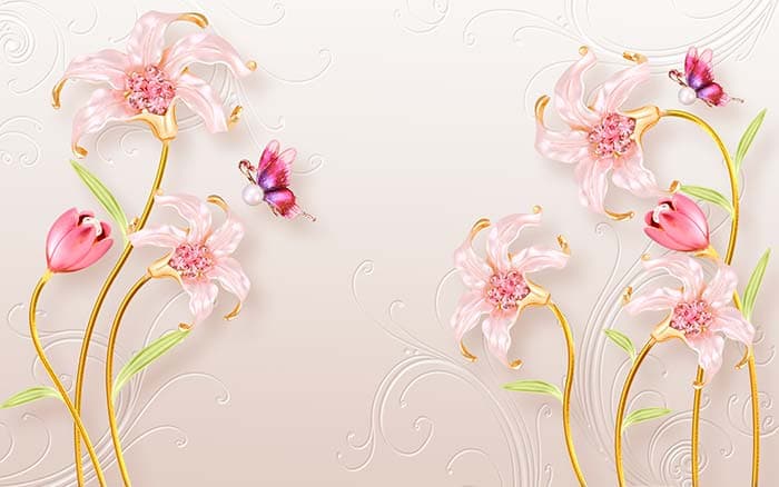 Lush Multicolor Floral Wallpaper Mural pattern detail