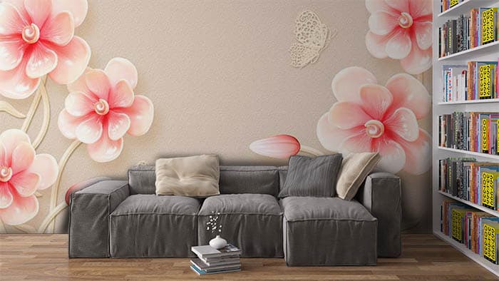 Peach Floral shown in a room