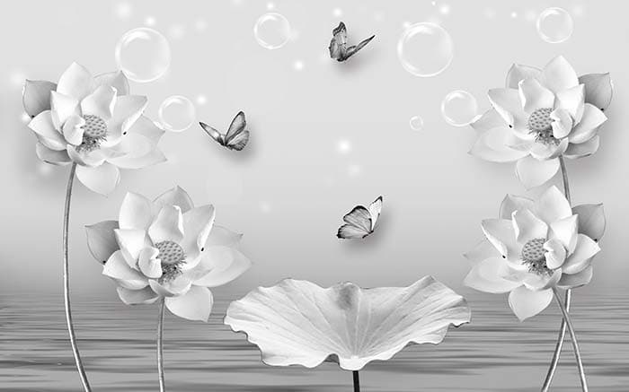 Graceful Monochrome Butterfly Art Wall Wallpaper pattern detail