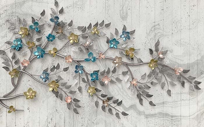 Metals and Roses Luxury Wall Mural Wallpaper pattern detail