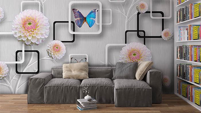 Dreamy Butterfly Pattern Art Wall Mural Wallpaper shown in a room