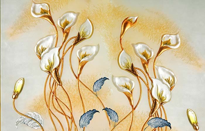 Golden Glass FLoral pattern detail