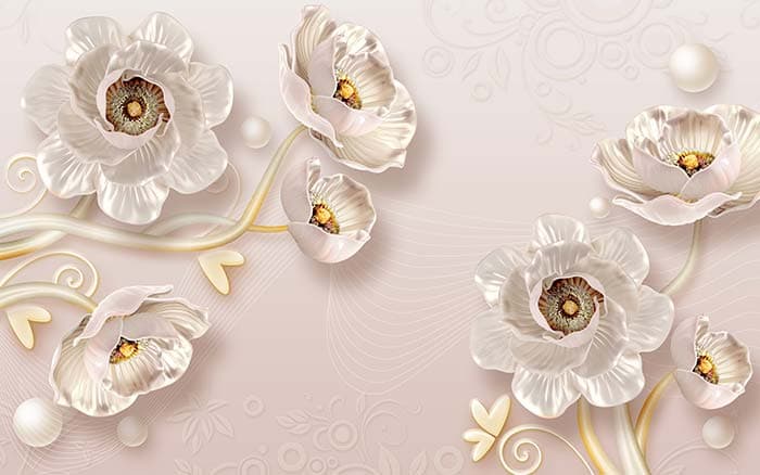 Golden Plated Flower Wallpaper pattern detail