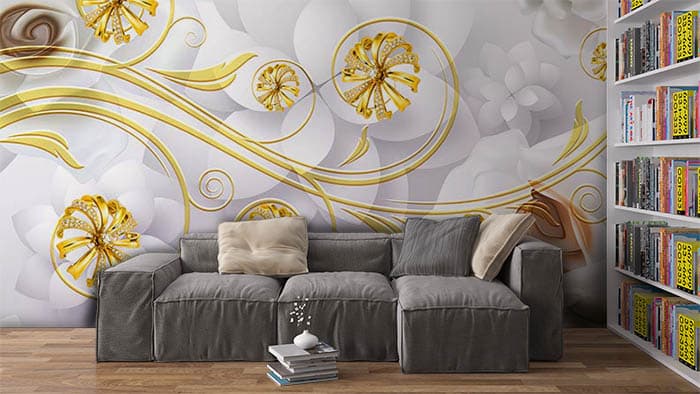 Floral Gold Leaf shown in a room