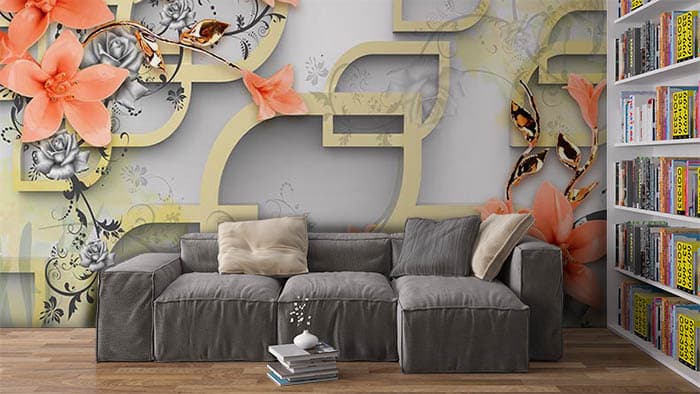 Floral 3d Steps shown in a room