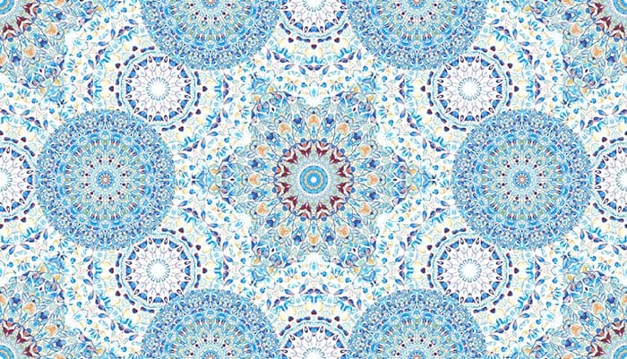 Elegant Blue Floral Mural Wallpaper pattern detail