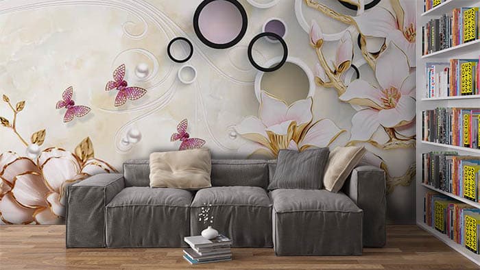 Floral Rings shown in a room