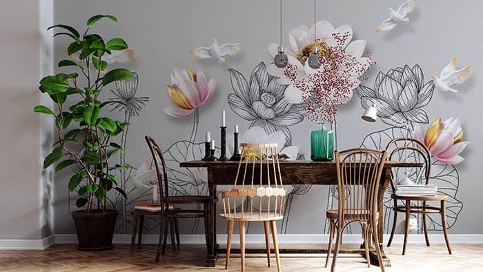 Pearl Blooms shown in a room