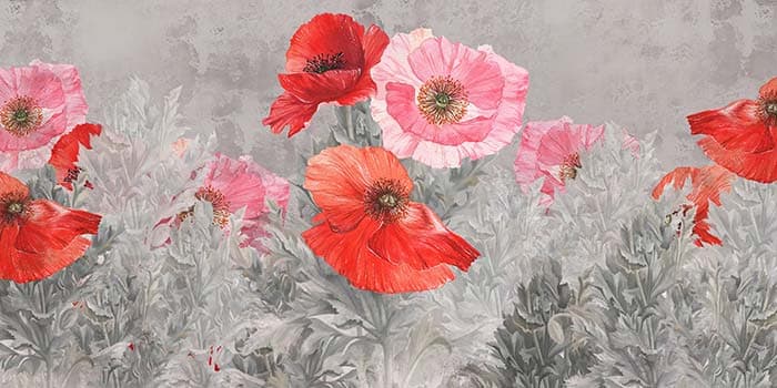 Red Riots Floral Wallpaper pattern detail