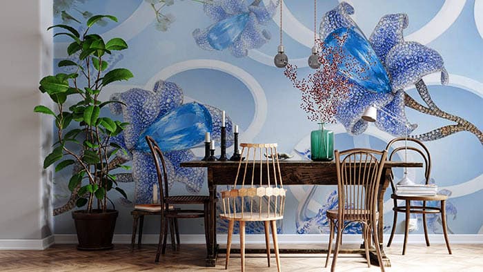 Blue Opals shown in a room