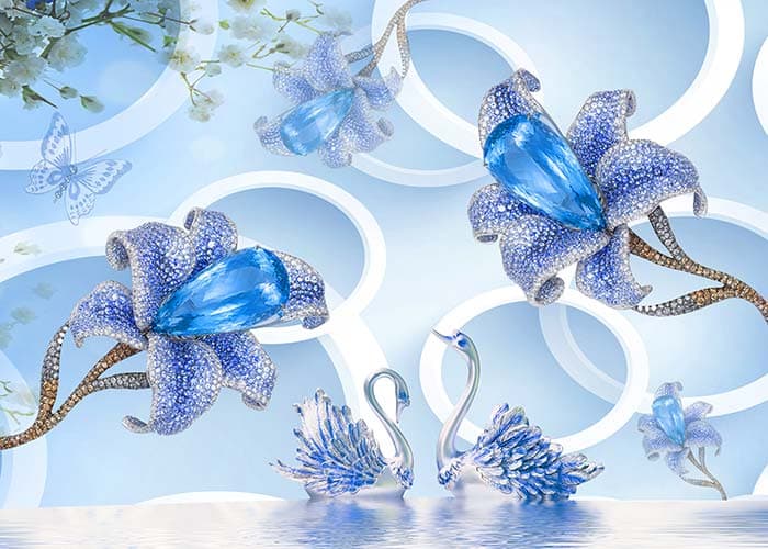 Blue Opals pattern detail