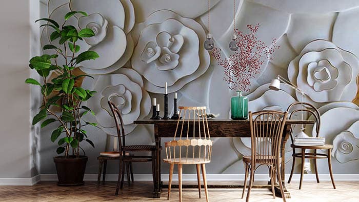 Abstract Floral shown in a room