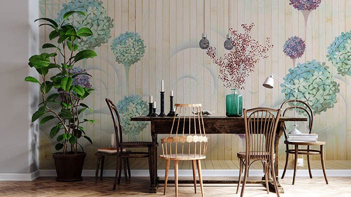 Abstract Floral shown in a room