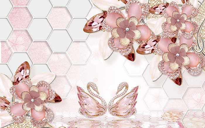 Elegant Pink Pairings Floral Art Wall Mural Wallpaper pattern detail