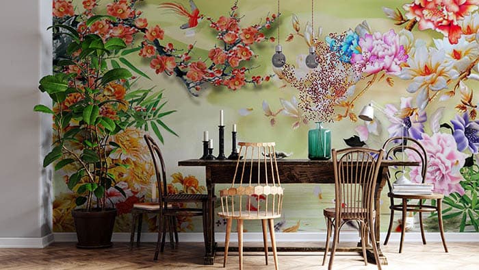 Abstract Floral shown in a room