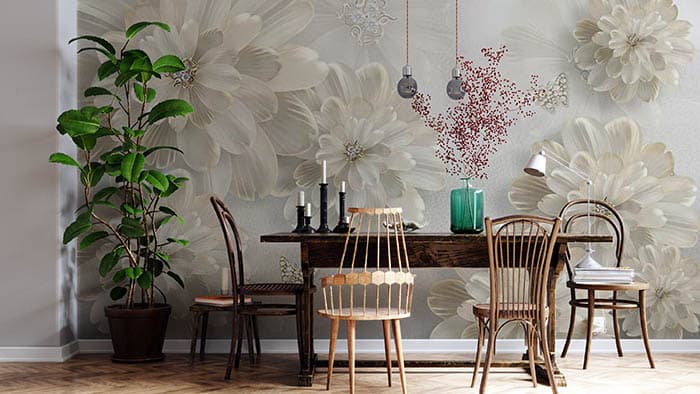White Floral shown in a room