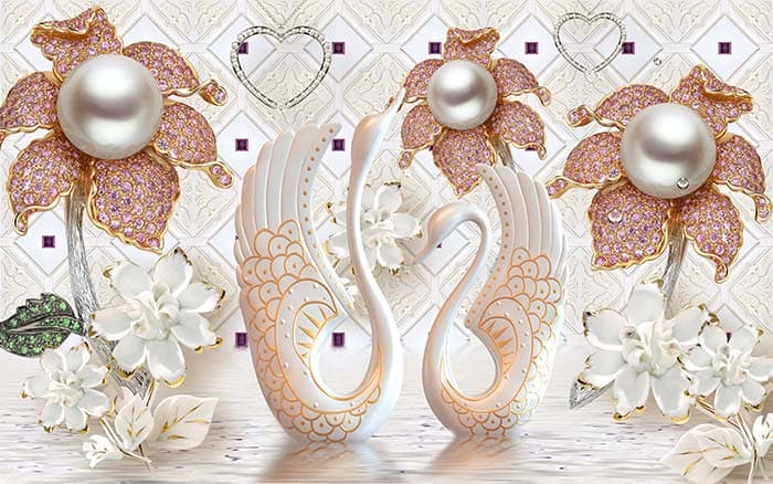 Swan On Pearls pattern detail