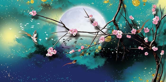 Moonlight Blossom Wallpaper for Walls pattern detail