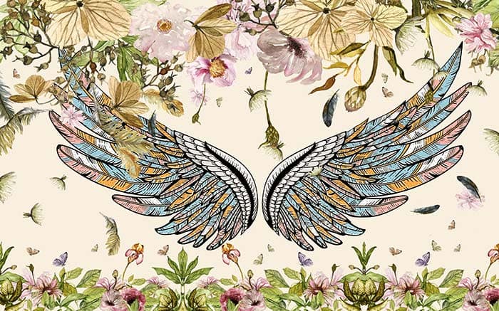 Colorful Angel Wings Mural Wallpaper pattern detail