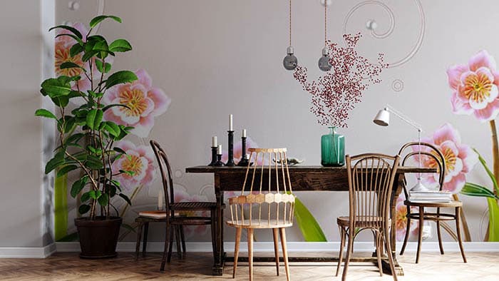 Aesthetic Pink Ink Flow Texture Wallpaper shown in a room